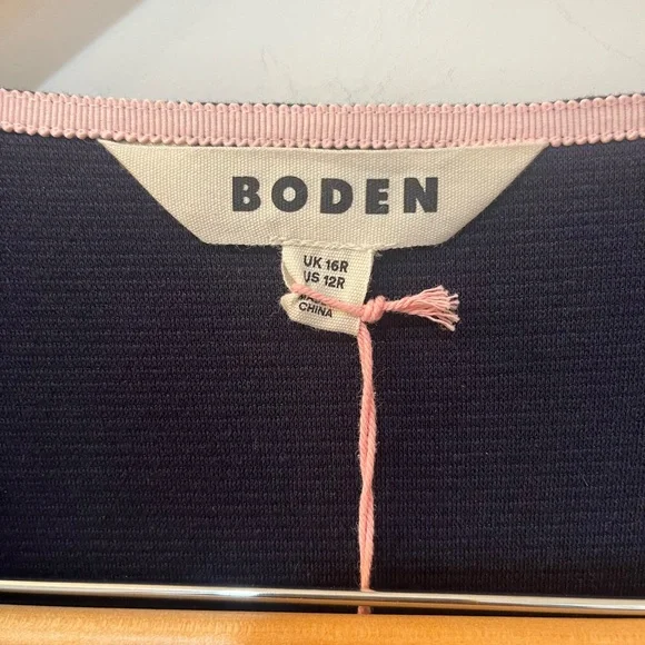 NWT! Boden Navy Ribbed Brontë Ottoman V Neck Knee Length Dress 3/4 Sleeve Sz 12 - Picture 2 of 11